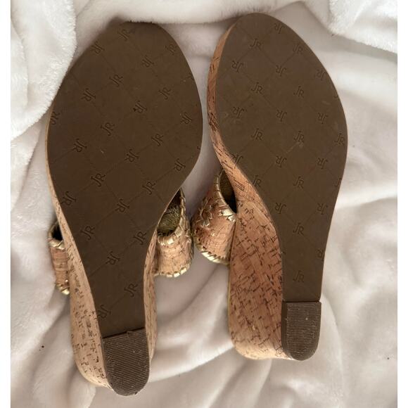 Marbella Wedge Sandal in Cork and Gold by Jack Rogers Size 6.5/6 1/2 - Picture 9 of 10